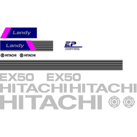 Aftermarket Decal Set with Landy And EP Control Decals for Hitachi EX50 Excavator HTEX50-1DECALSET
